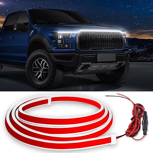 SAMGCHI Tira de luces LED para capó de automóvil, tira de luces LED flexible para faros delanteros de automóvil, de silicona, universal, barra de