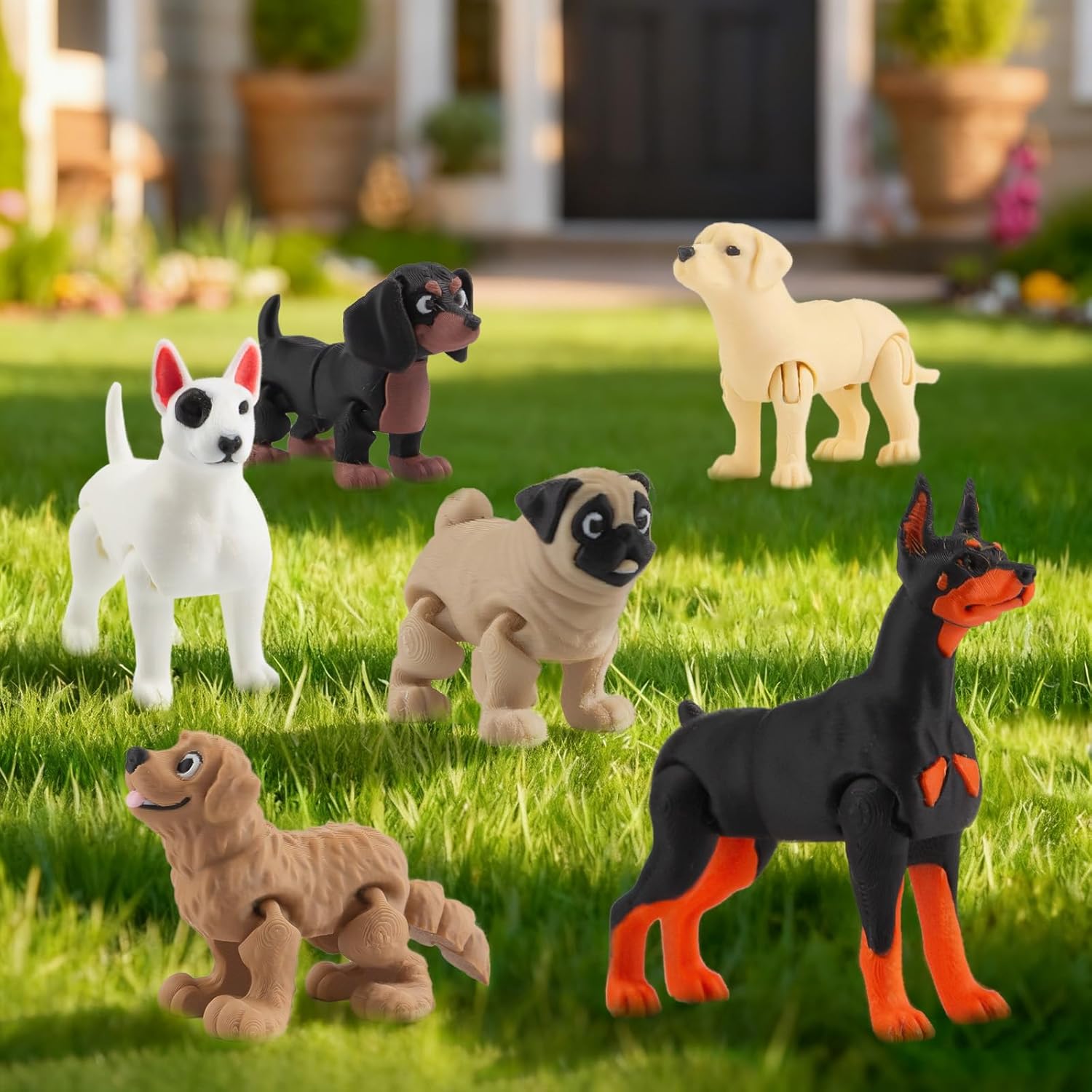 12PCS 3D Printed Dog Figurines, 3D Printed Animal Detailed Realistic Articulated Puppy Dogs Animals Toy for Kids Toddlers Fidget Toy Dog Cake Topper Party Favors Christmas Birthday Gift - Image 2