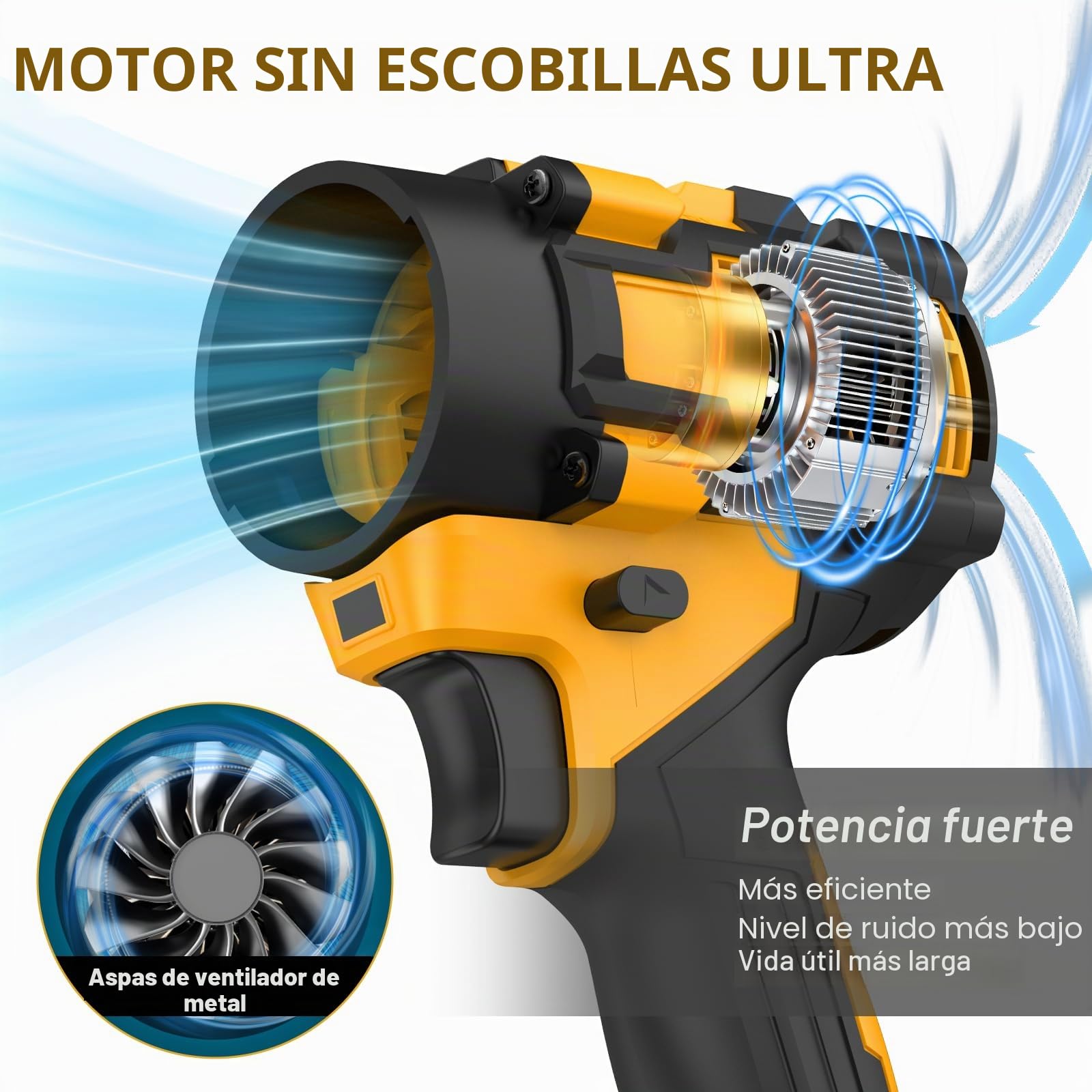 Soplador de batería turbo y aspiradora 2 en 1 para baterías Makita de 18 V, motor sin escobillas de 80.000 rpm, velocidad de aire de 600 m/s, potencia de succión de 11000 pa, soplador de hojas para