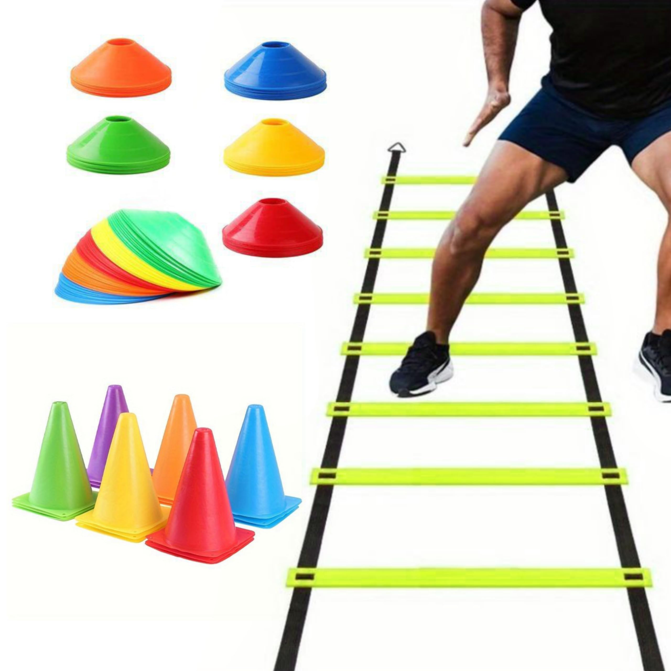 Football Training Kit Combo of 4 Mtr Ladder, (6 Soccer Cone 6inch 6 inch 6 Marker Cone (B0CVL3PKZT) Amazon Price History, Amazon Price Tracker