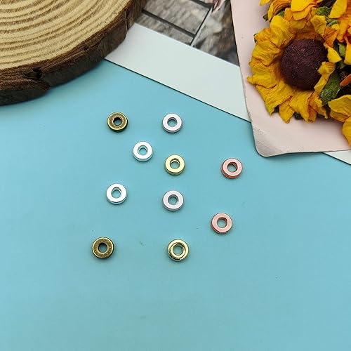 Miniatura 7 de 1000 cuentas espaciadoras redondas planas para manualidades, cuentas de disco de 5 colores para hacer joyas, pulseras, collares, aretes y