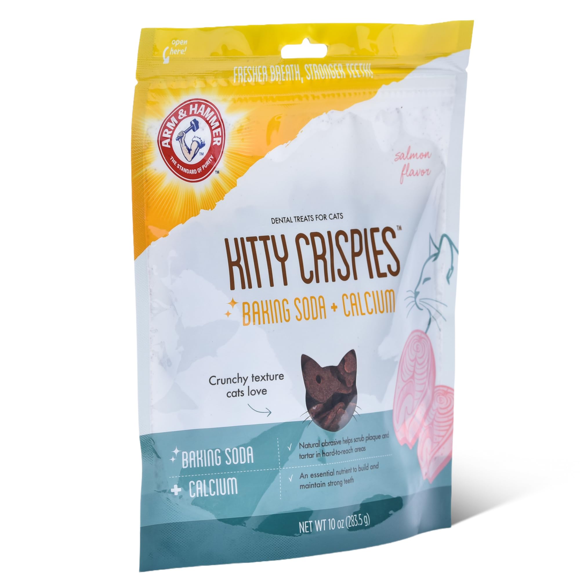 Arm & Hammer for Pets Kitty Crispies Dental Treats for Cats with Baking Soda and Calcium, Helps Fight Bad Breath, Plaque & Tartar without Brushing, Salmon Flavor Cat Treats, Small Size, 10 oz - image 2