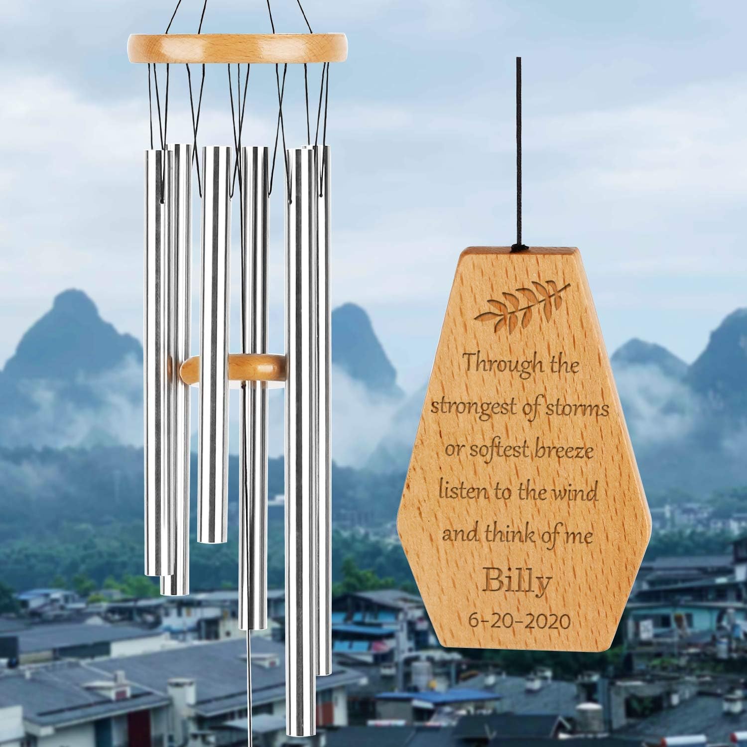 Personalized Wind Chimes, Memorial Wind Chime, Sympathy Wind Chimes, Wind Chime Gift for Loss of Loved One, in Memory of Mom Dad for Loss of Mom, Gift for Loss of Dad