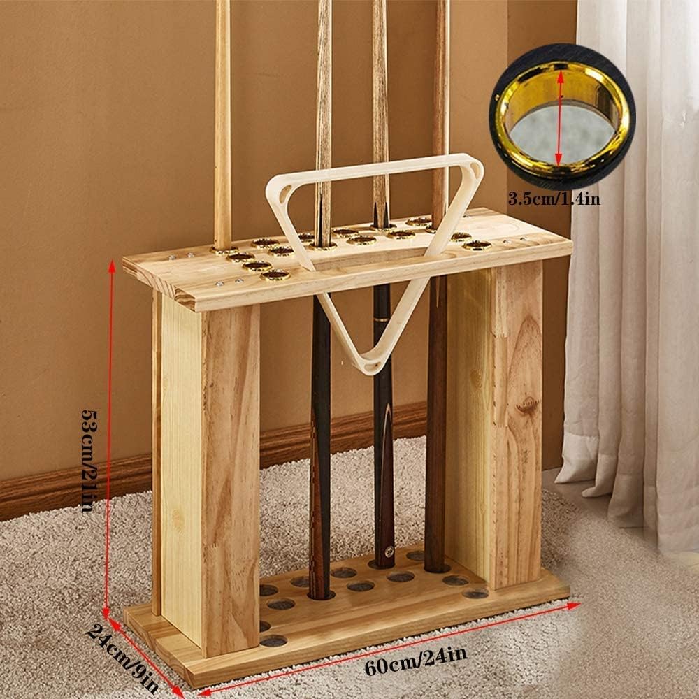 Billiard Stick Stand -Standing Cue Rack,Solid Wood,Fishing Rod Rack,Holds 16 Cues,Pool Stick Holder,School,Billiard Room