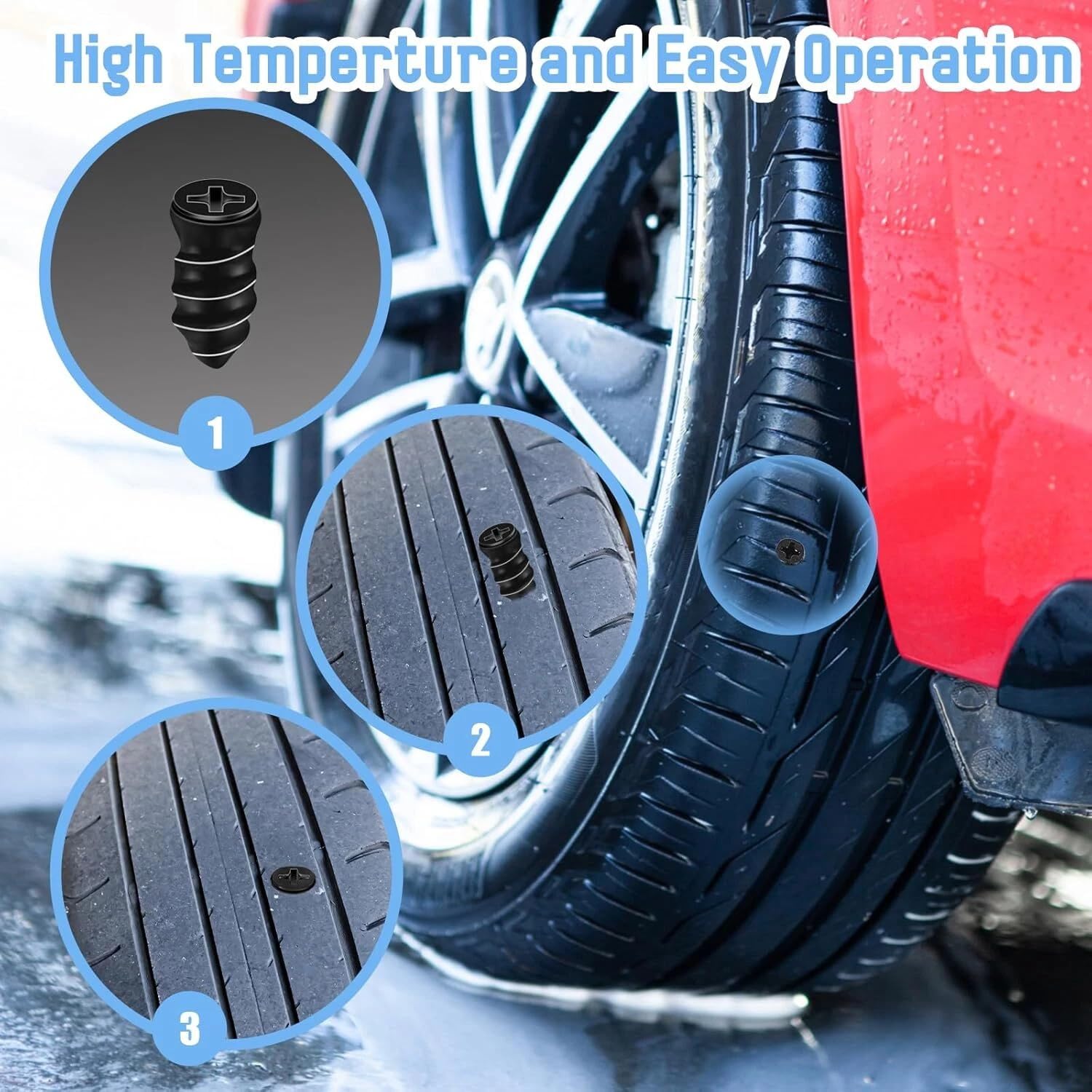 40Pcs Tire Repair Rubber Nail with Screwdriver, Tire Plug Repair Kit,Suitable for Car Motorcycle Jeep Tire Puncture Repair(US Shiping)