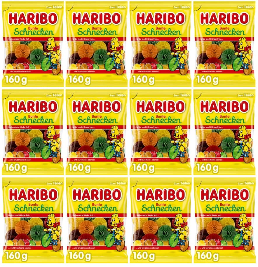 12 Tüten Haribo Bunte Schnecken a 160g (12 x 160g)
