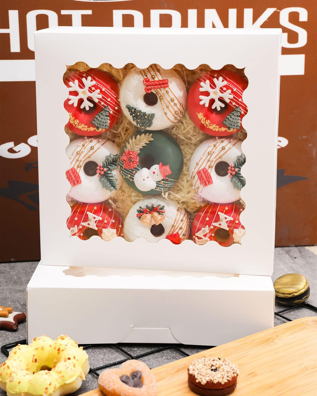 Gcardist Scatole per pasticceria auto-pop up, 50 pezzi, scatole bianche per ciambelle con finestra, 20,32 x 20,32 x 6,35 cm, scatole da forno (20,32 x 20,32 x 6,35 cm)