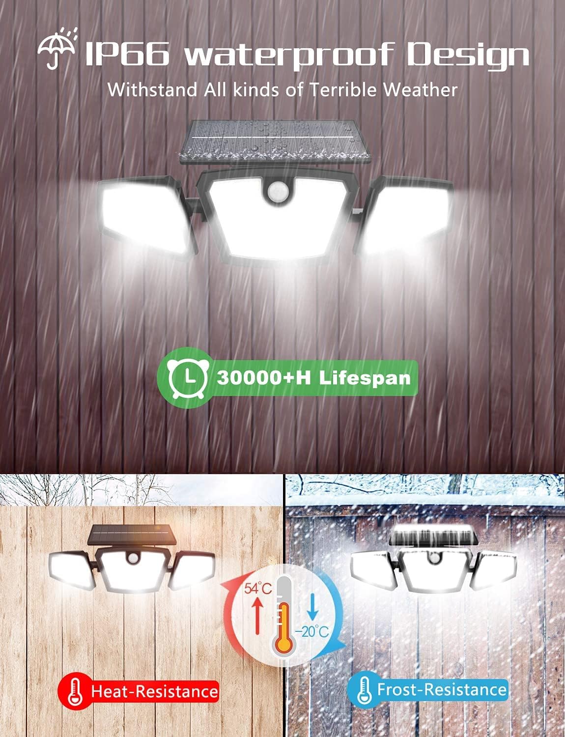 Solar Outdoor Lights - Motion Sensor 2000Lm Rotatable 350 LED Solar Powered Security Light with IP65 Waterproof Led Outdoor Super Bright Wireless Wall Light for Garage Yard Garage Patio