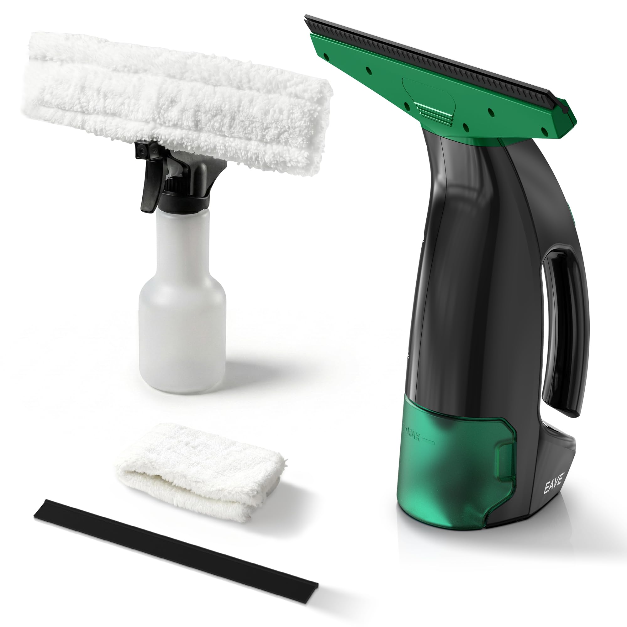 EAVE Fenstersauger Set, Akku Fenstersauger mit 45 Minuten Akkulaufzeit, Fensterreiniger Elektrisch mit 28cm Saugdüse & 200ml Wassertank, Geeignet für Fenster, Fliesen und Spiegel (gelb)