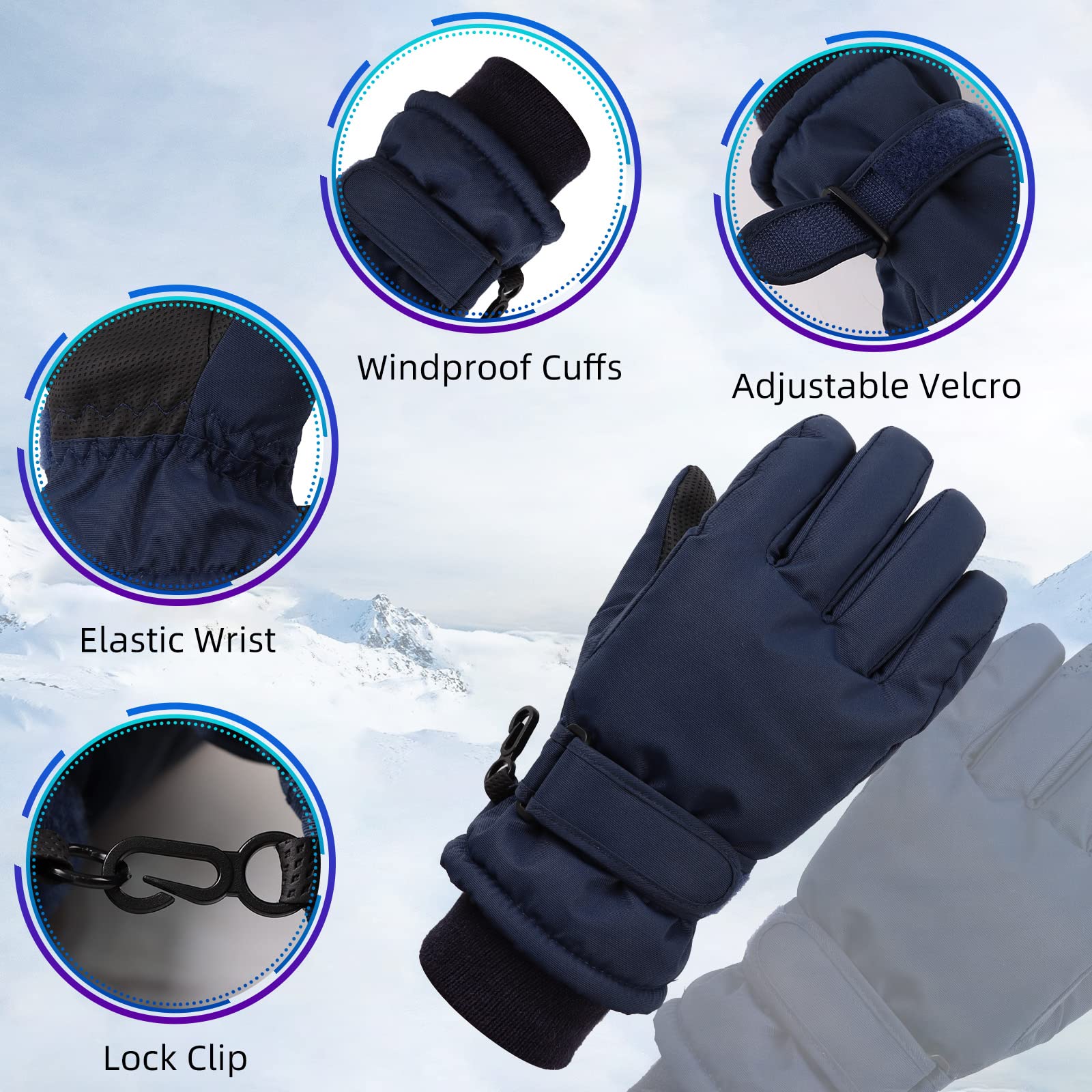 Pesaat Wasserdichte Kinder-Winterhandschuhe Cartoon-Handschuhe für Jungen und Mädchen, warme Outdoor-Skihandschuhe mit Fleecefutter
