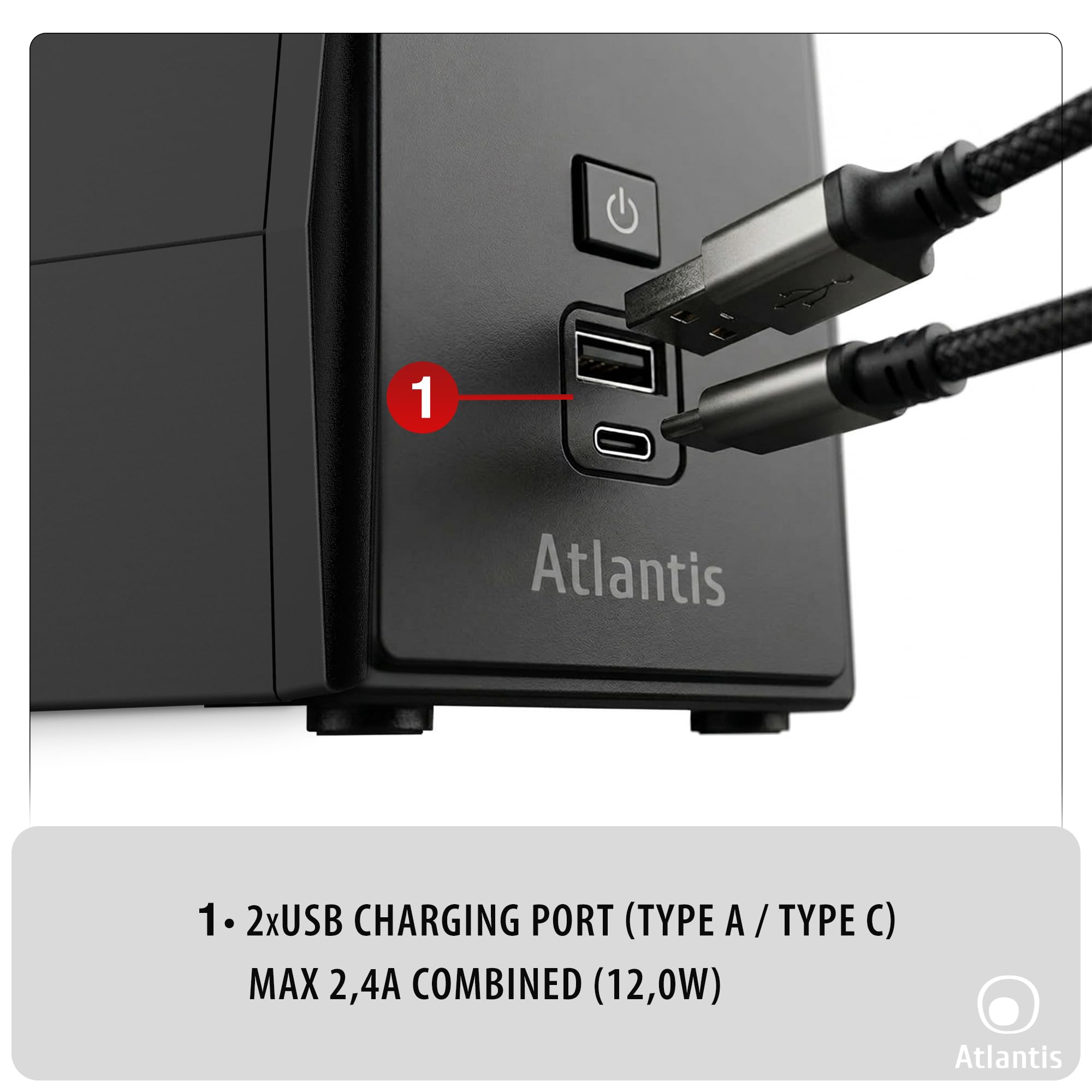 Atlantis A03-S1000P Gruppo di Continuità Onda PseudoSinusoidale 1000VA 600W Line Interactive LCD USB