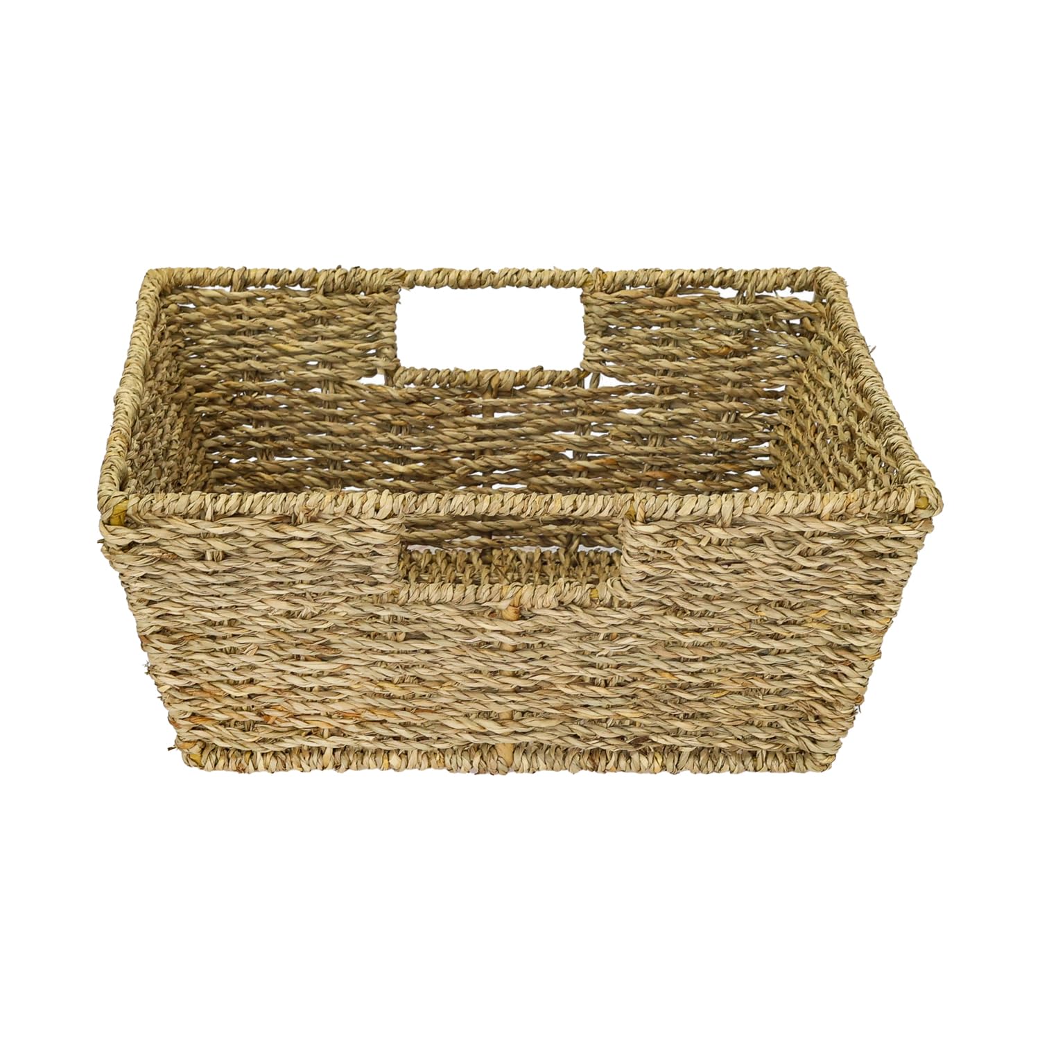HMF Cesta de regalo vacía, cesta de almacenamiento trenzada de algas marinas, rectangular, 30 x 30 x 12 cm