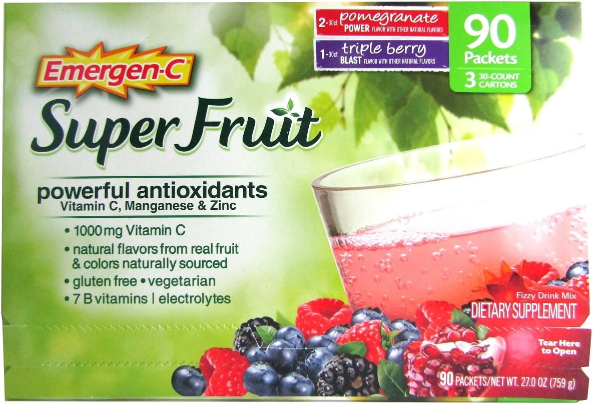 EmergenC Super Fruit Antioxidants, Pomegranate, Triple