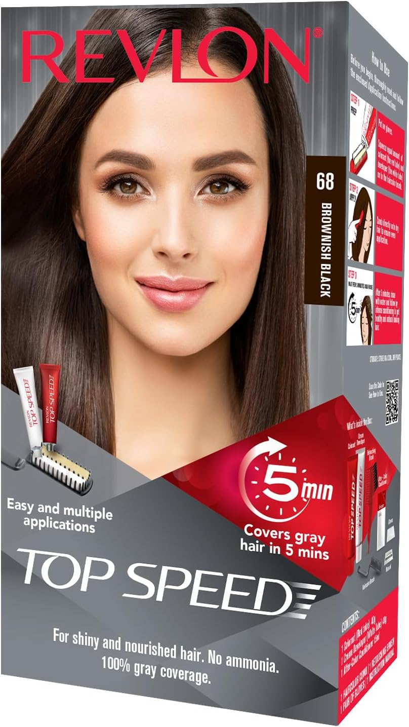 Top Speed Hair color Women, Brownish Black 68 |No ammonia | With Ginseng root extract and mother of pearl