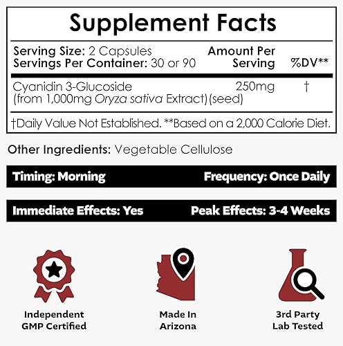 Miniatura 2 de Cyanidin 3-Glucoside Cápsulas  125mg  60 unidades  Extracto de arroz negro  Oryza Sativa  Apoyo metabólico, de la visión y cognitivo