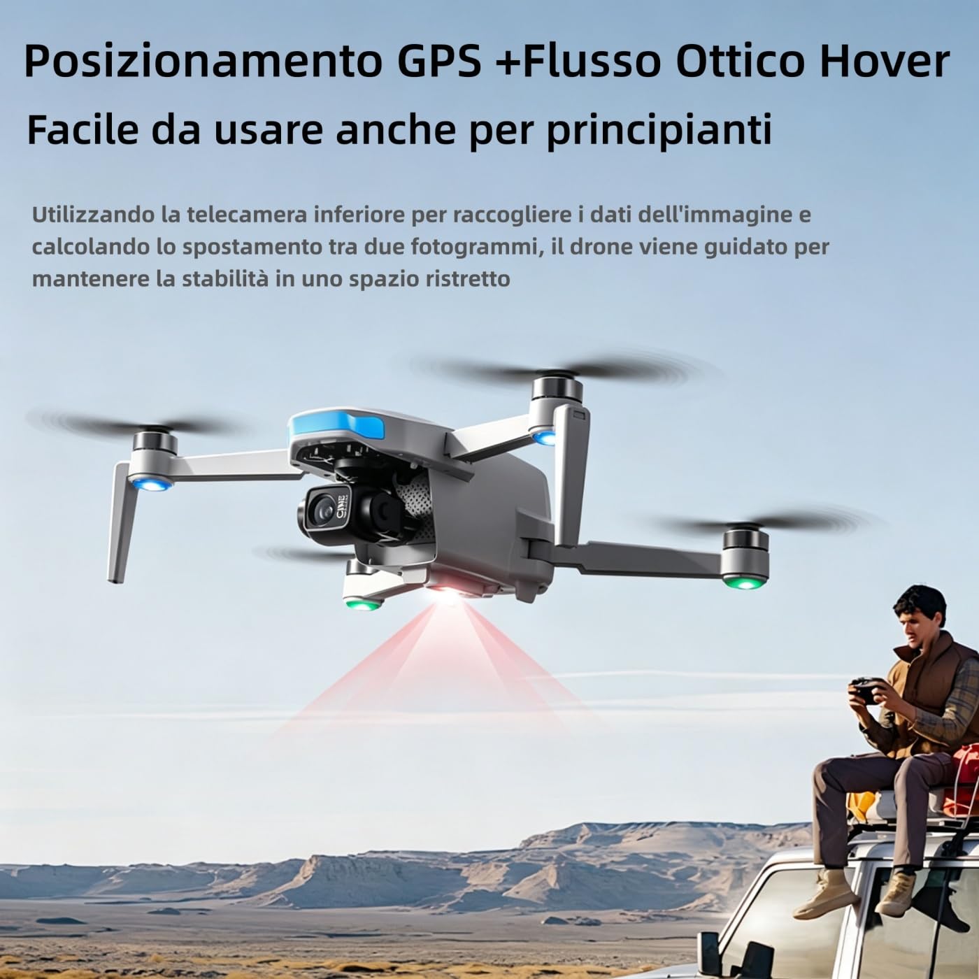 Drone GPS con Fotocamera 4K RC Quadricottero Pieghévole 5KM Trasmissione Video Volo Circa 30-40 Minuti con GPS Auto Return Follow Me Cerchio Fly per Principianti e Adulti