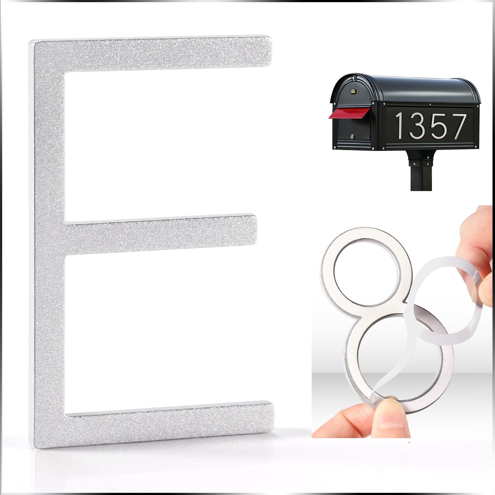 VONDERSO 3 Inch Self-Adhesive Mailbox Numbers and Letters for Outside, Thick Foam Adhesive for Strong Adhesion, Aluminum Alloy with Powder-Coated