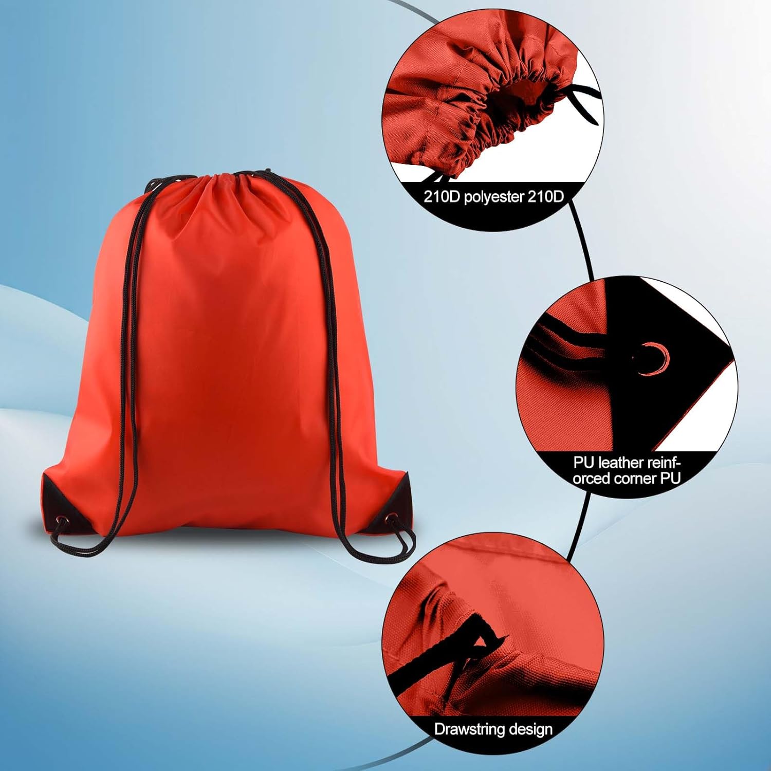 PLULON 15 Pcs Red Drawstring Bags Drawstring Backpack Bulk, String Backpack Cinch Sack Sport Gym Bags for Yoga Traveling Outdoor Sports - Image 3
