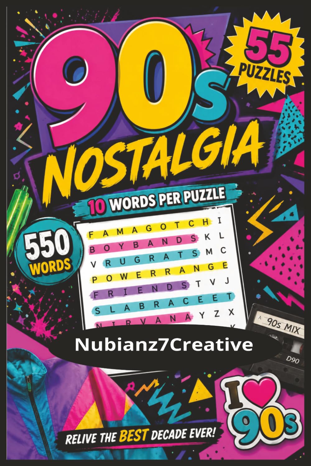 90s Nostalgia: Wordsearch | Retro | Brain games | Puzzle Book