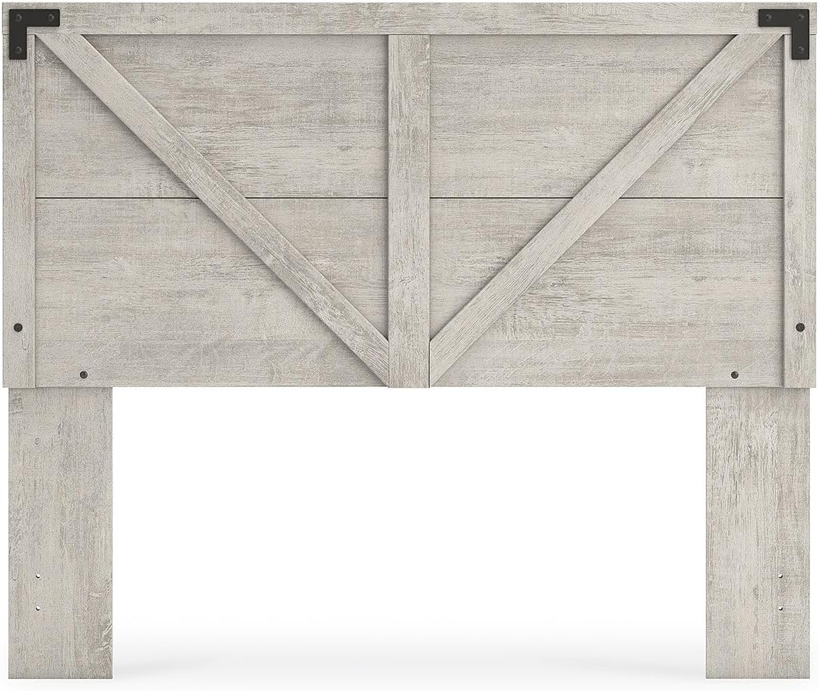 Signature Design by Ashley Shawburn Farmhouse Crossbuck Panel Headboard, Queen, Light Gray