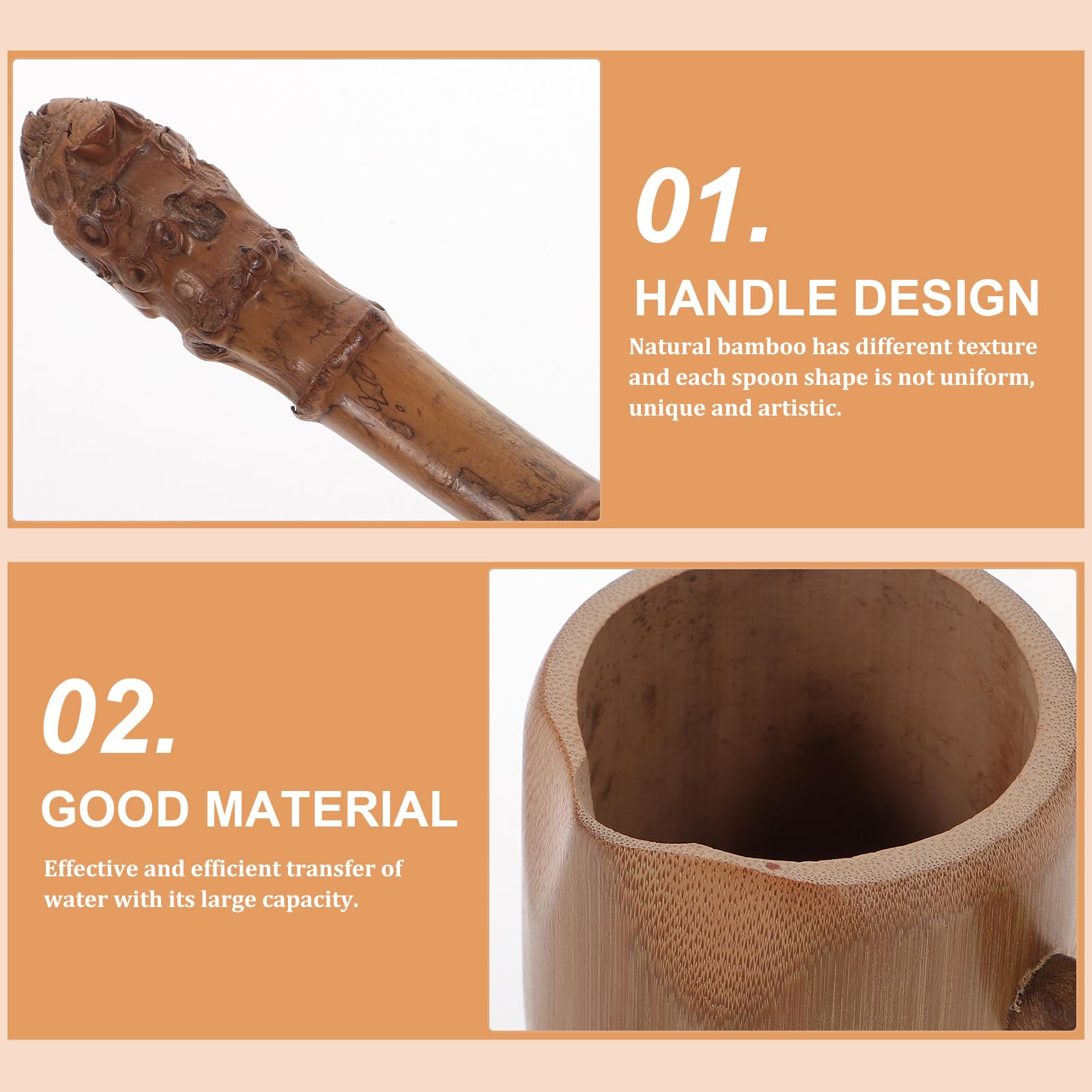 DOITOOL Louche en bois à long manche - Louche japonaise - Cuillère à eau pour la maison, le jardin, la cérémonie du thé