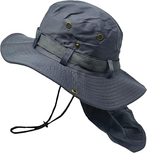 Glory Max Sombrero de cubo Boonie con cubierta de solapa para el cuello Sun Safari ala ancha Pesca Jardín Senderismo Cap