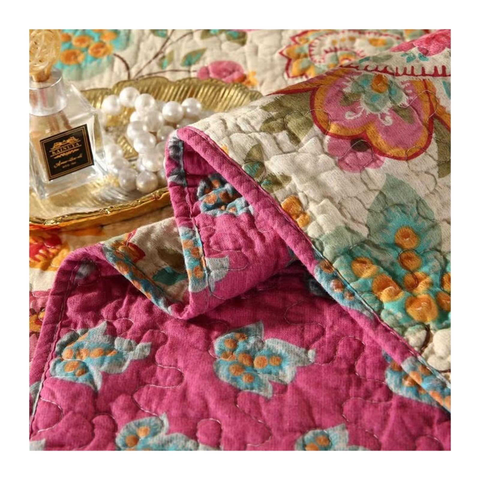 Colchas Acolchadas Colcha acolchada, funda de cama Queen King, juego de cama Retro, Sábana de cama for parejas, manta, fundas de almohada Ligera Colcha Cubrecama De Microfibra(Style-5,230x250cm 1pcs)