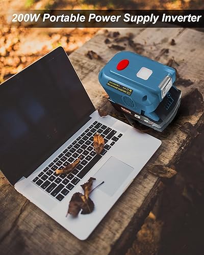 Miniatura 2 de Generador Inversor de Potencia de 200W Compatible con Batería de Litio de 18V de Makita, DC 18V a AC 110V-120V Estación de Energía Portátil con