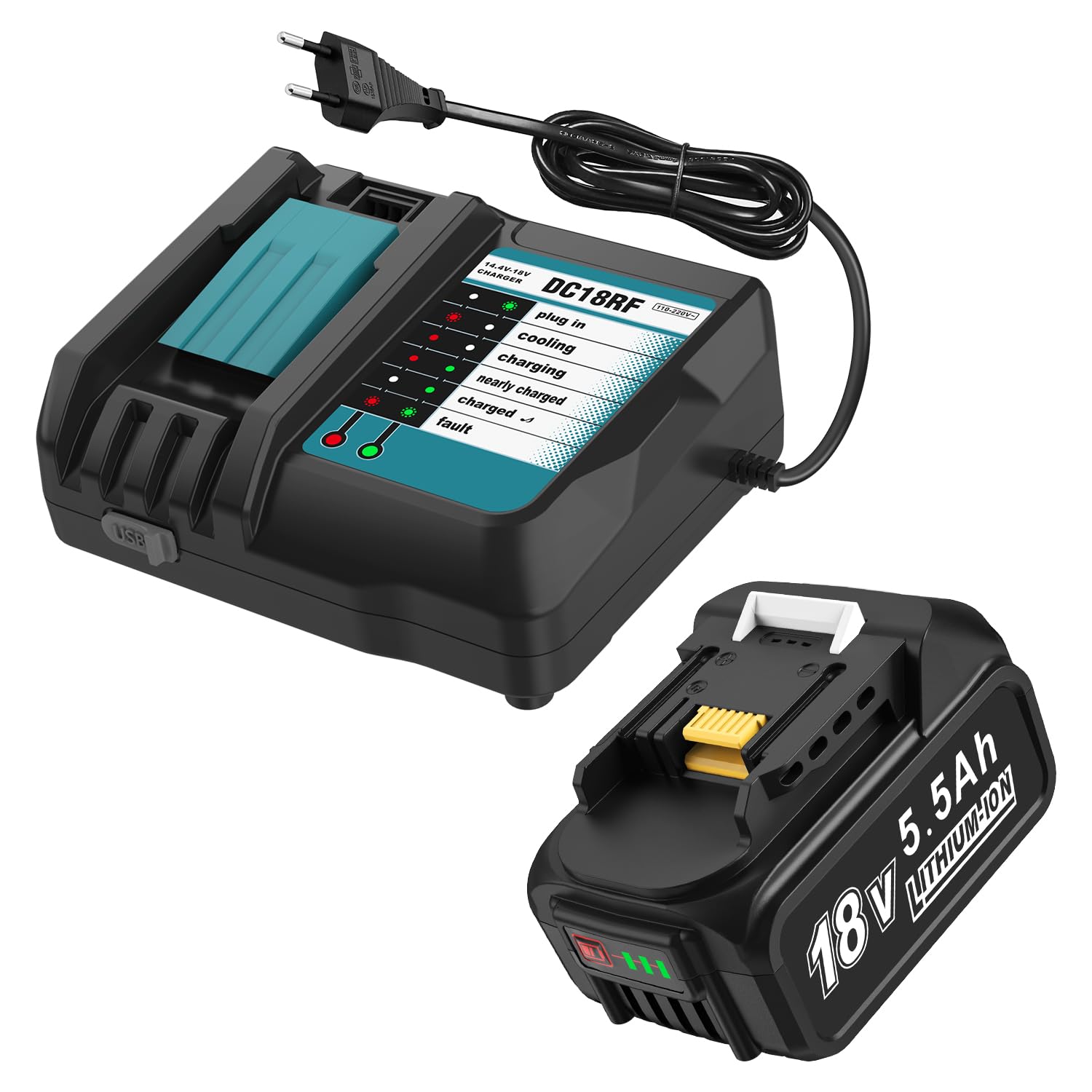 DC18RF Ladegerät-Set mit 18V 5.0Ah Akku