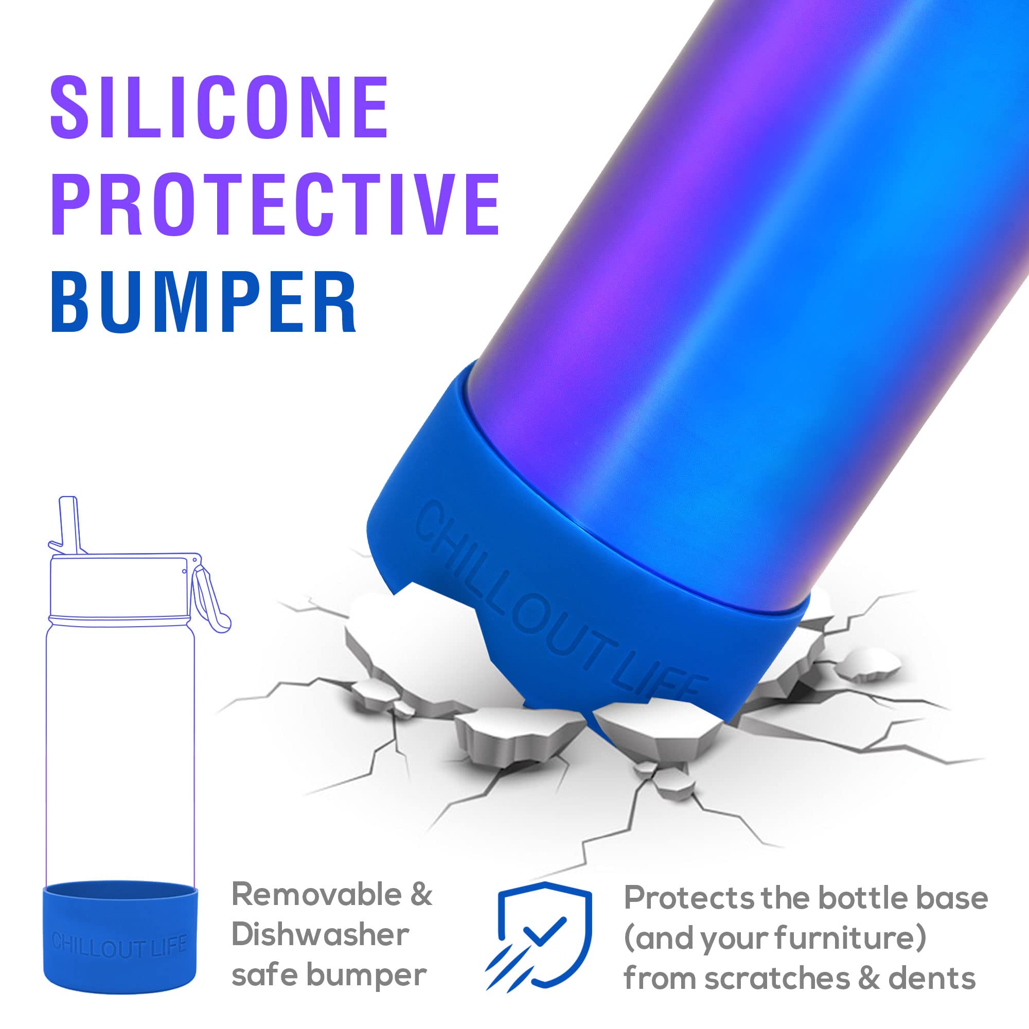 CHILLOUT LIFE Isolierte Kinder-Wasserflasche für die Schule, mit Strohhalm-Deckel, auslaufsicher und niedlich, wasserfest, personalisierbar, Edelstahl-Thermosflasche, Metall-Wasserflasche,
