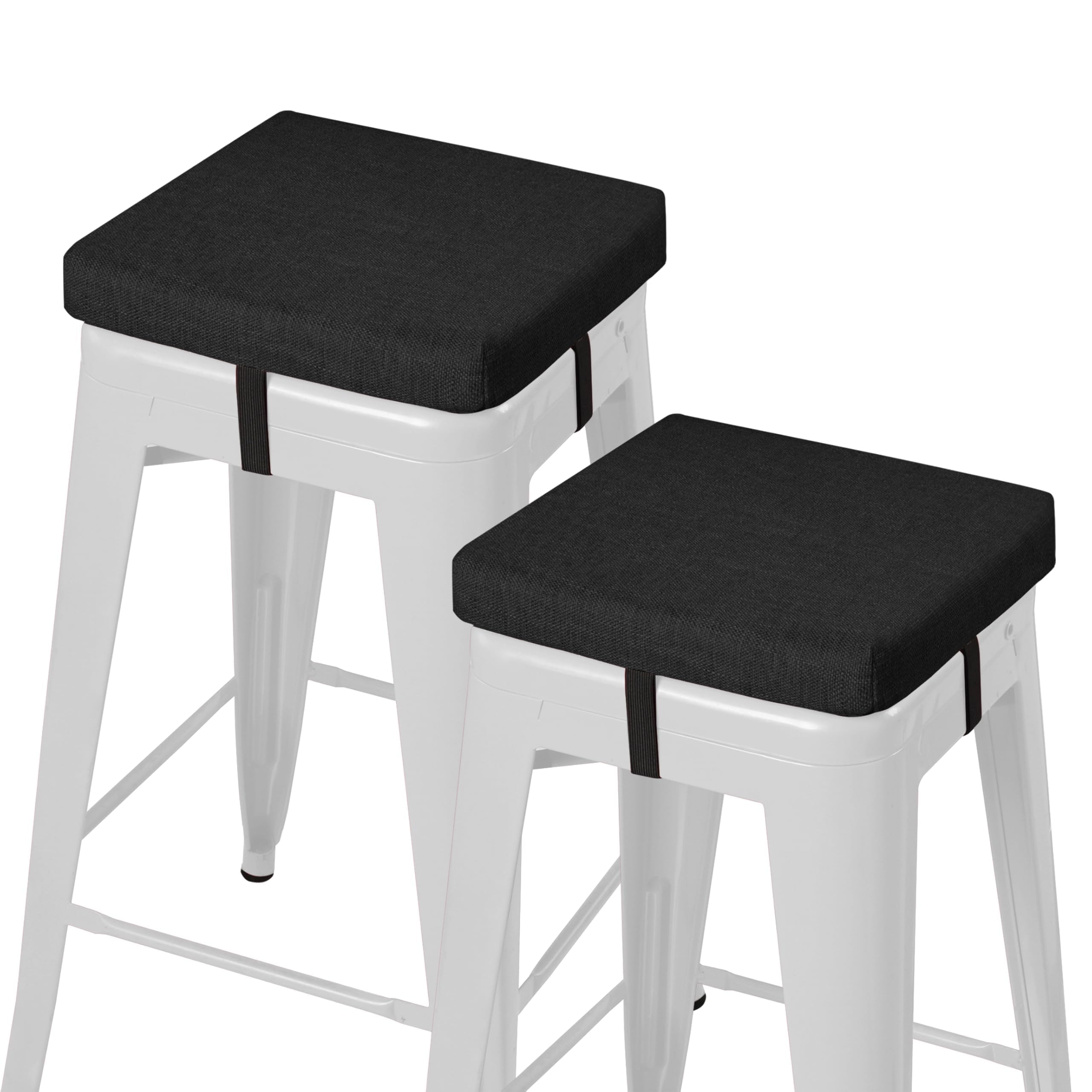 AddGrace Anti-Slip Bar Stool Cushions Square Bar Stool Seat Cushions with Ties Set of 2 Small Square Chair Pads with Machine Washable Cover 12"X12"X2"