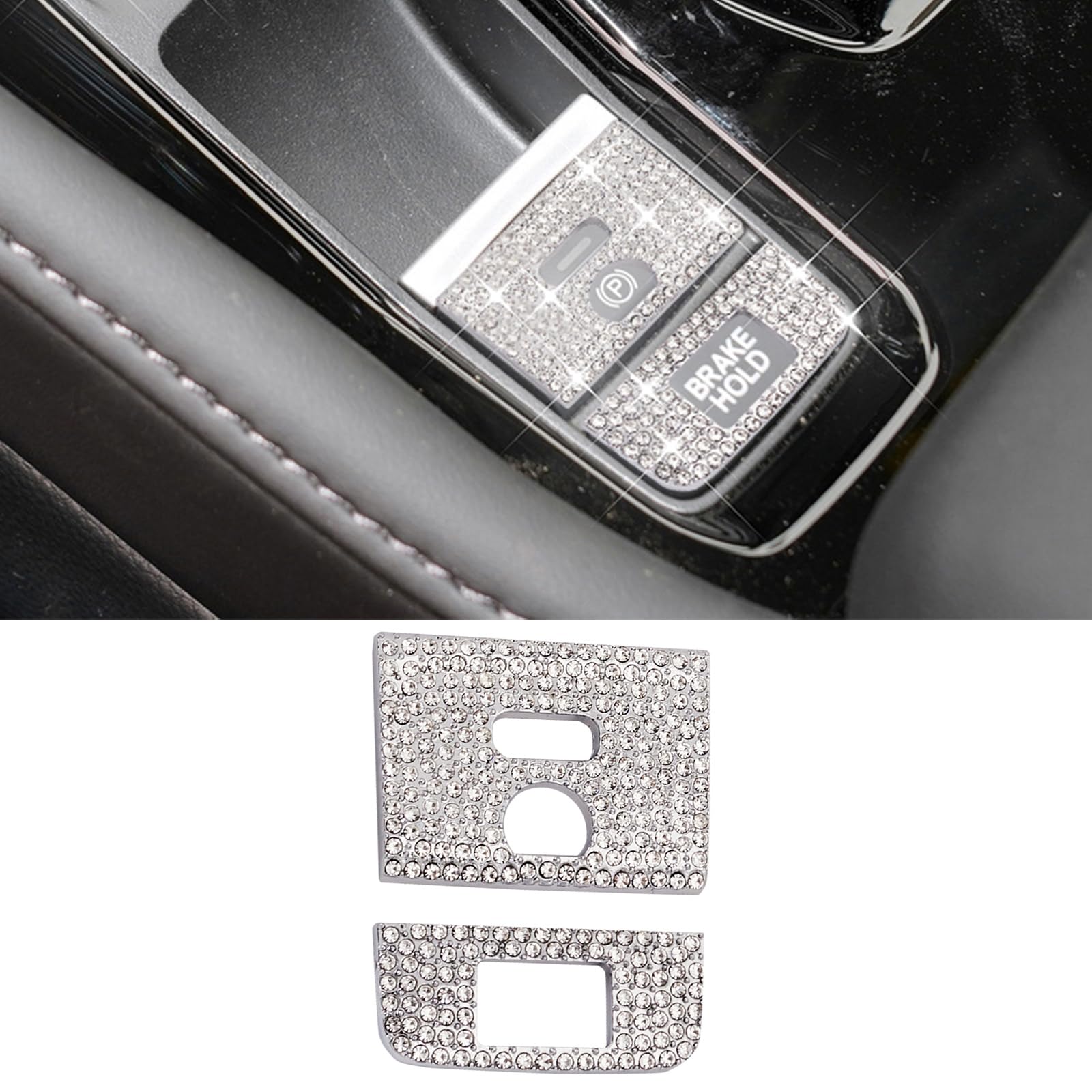 Bling for Honda Car Accessory Electronic Brake and Automatic Parking Button Box Sticker Fit for 11th Gen Honda Accord Civic CR-V 2024. (Silver 8)