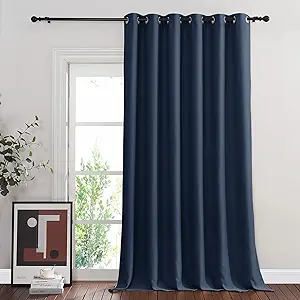 NICETOWN Navy Blue Blackout Room Divider Curtains 90 inch Length, Grommet Energy Saving Thermal Drapes Sound Reducing Window Treatments for Living Room, 1 Panel, W80 x L90