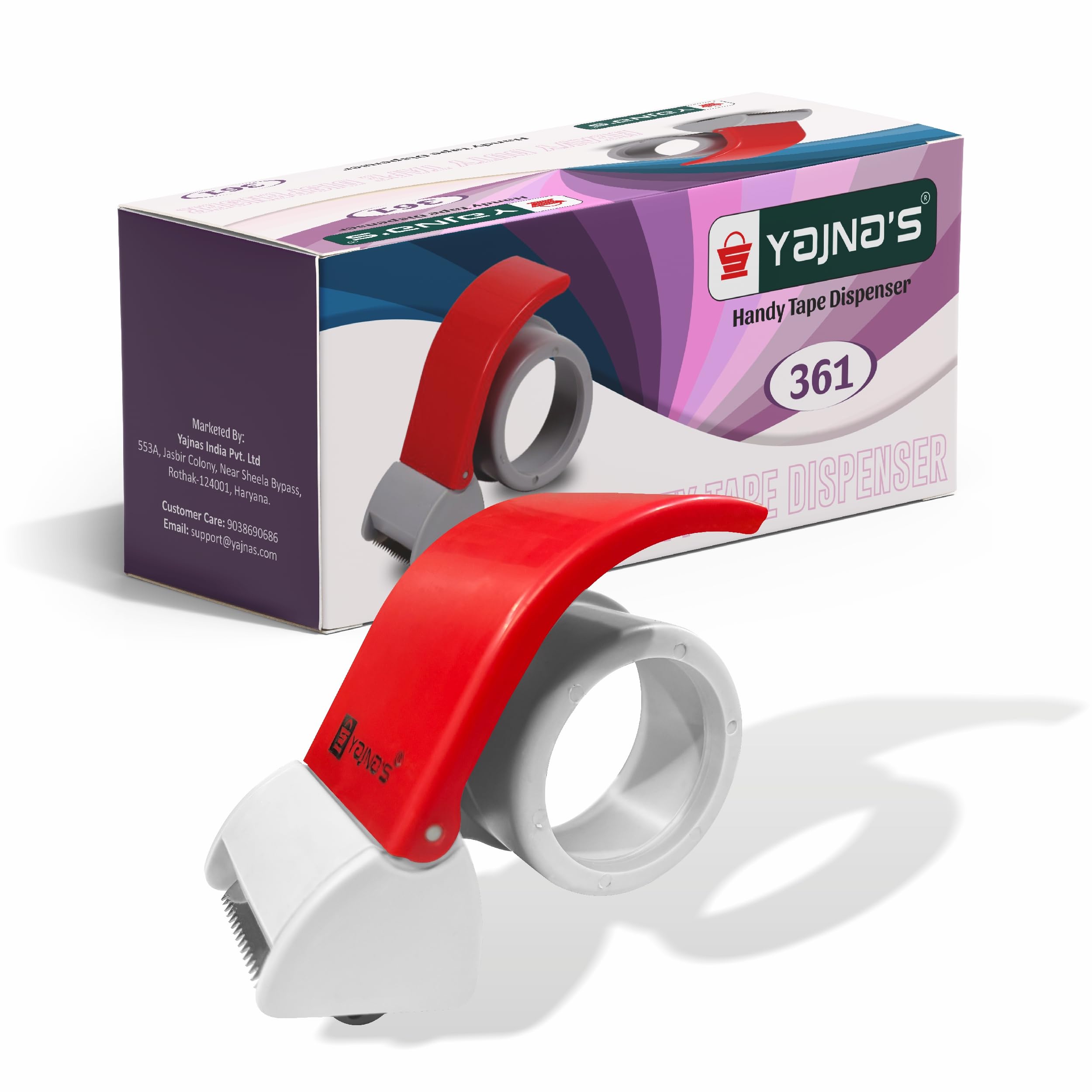 YAJNAS 5,1 cm Klebebandabroller, praktisch zum Verpacken von Paketen, leicht, ergonomisch, industriell, robust, handlicher Bandschneider für Kuriere, 1 Stück