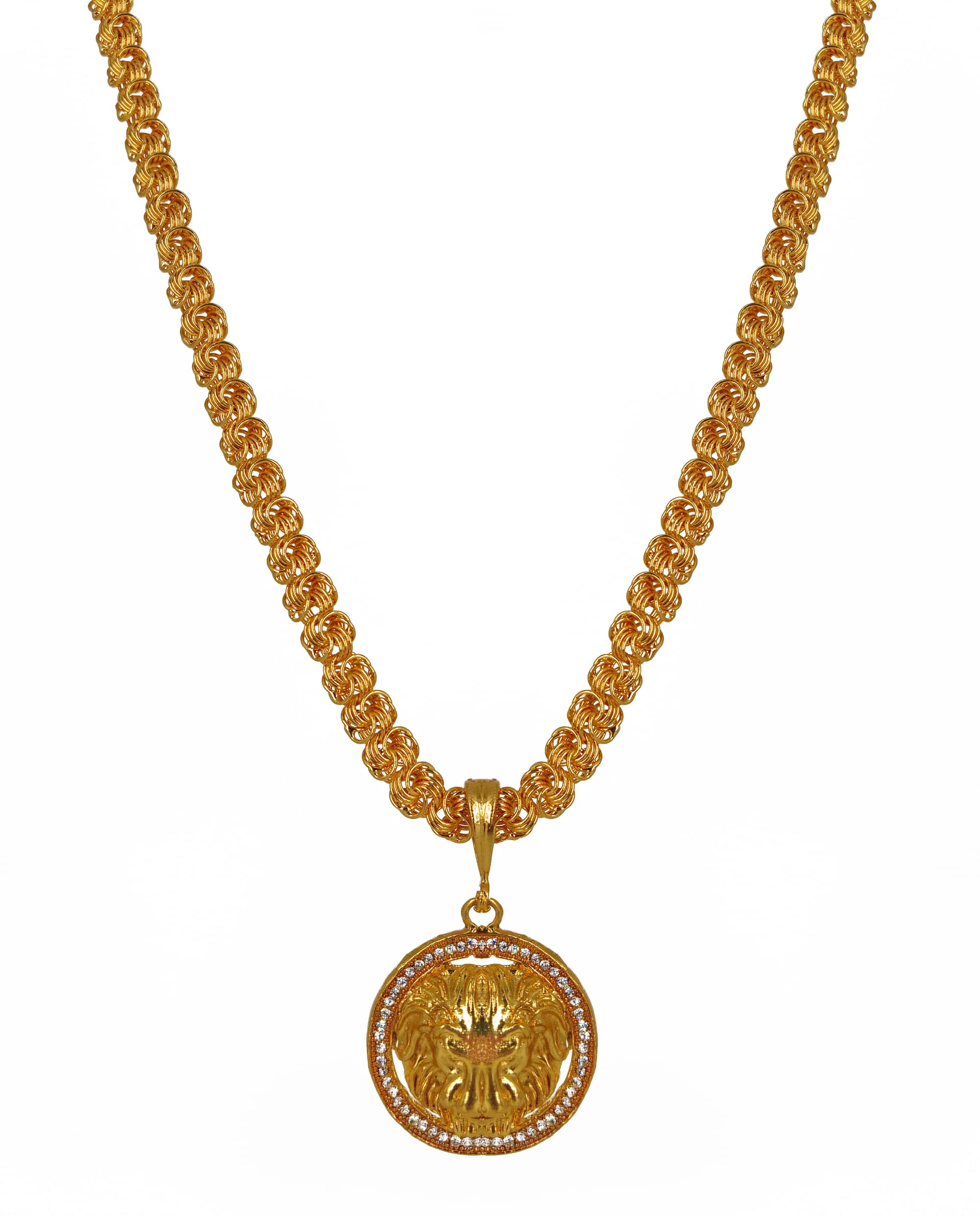 KRIMO Gold Plated Spring Holo Pandent And Chain For Men/Boy(CP- CARCAL LIONE - SPRING HOLO_100375)