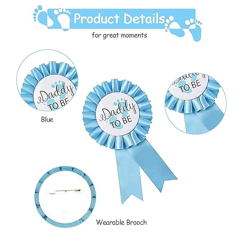 Miniatura 3 de Vibkow 2 piezas de decoración de baby shower, banda amarilla de mamá y papá para ser amarillo, insignia de hojalata para bebé, regalos de fiesta de