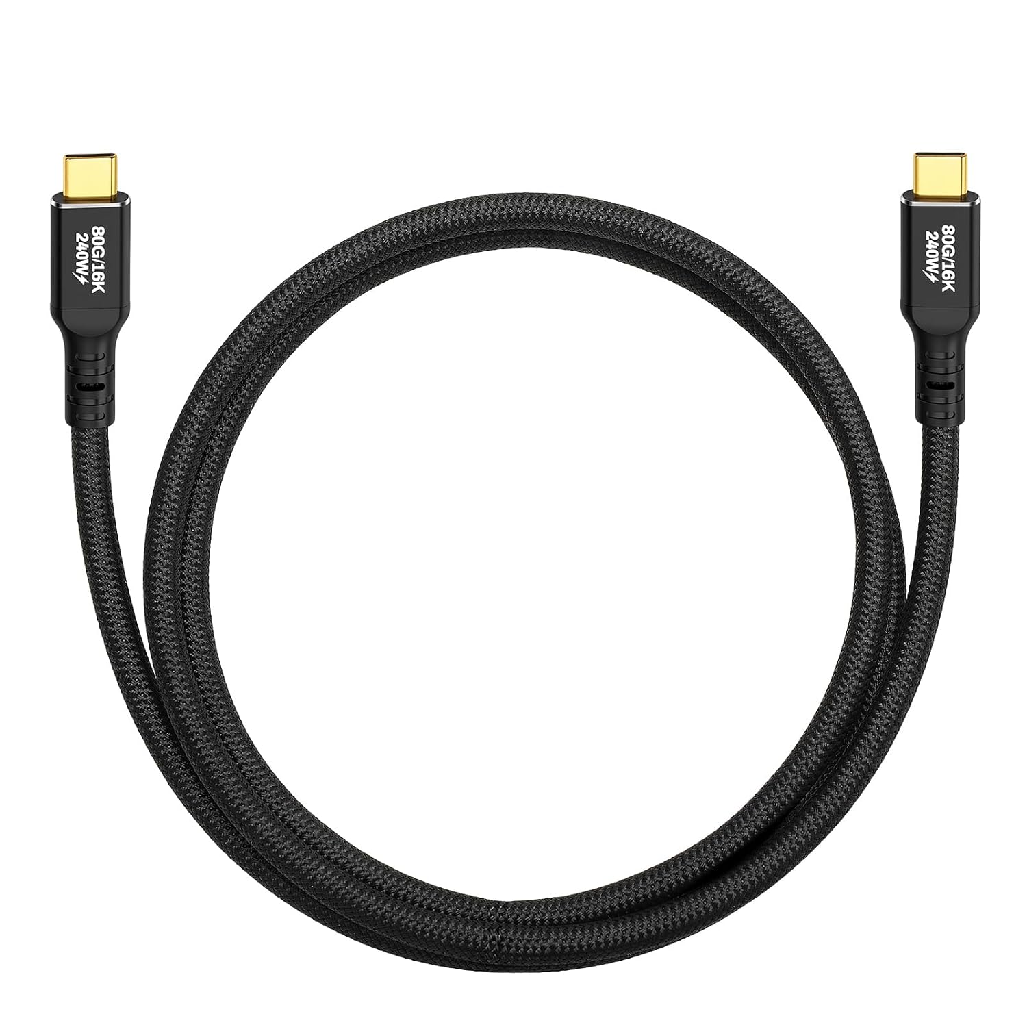 USB-C 240W Fast Charging Cable, 4K Video Recording Display, 80Gbps for iPhone iPad Pro, A7M4 R6III R8 S1H Camera Live Streaming Shooting, ROG Alienware ThinkPad MacBook Pro PC, SSD 50cm