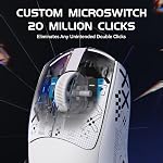 MAMBASNAKE M4 Wireless Gaming Mouse, 24000 DPI PAW3311 Optical Sensor, 52g Lightweight,2.4G/Bluetooth/USB-C Rechargeable Wireless Mouse, Ergonomic RGB Mouse for PC/Win/MAC-White &Tape