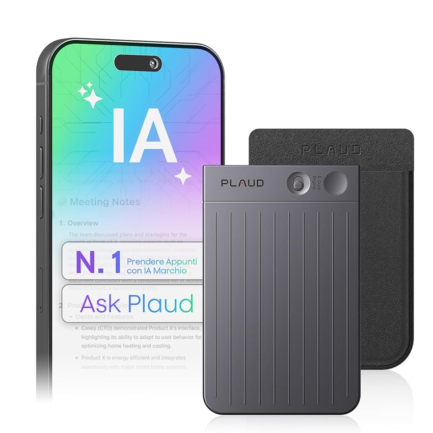 Plaud Note Registratore Vocale AI Professionale con Custodia Audio Digitale Trascrivi Riassumi con Tecnologia AI Supporta 112 Lingue Controllo App Perfetto per Riunioni Lezioni Chiamate Colloqui