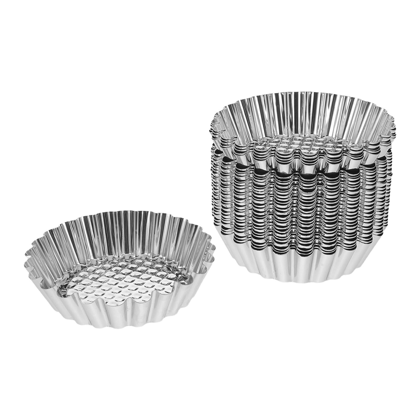 SOIMISS 30 Piezas Molde para Tartaletas de Huevo Moldes de Acero Inoxidable para Hornear Bandeja de Metal para Pasteles Mini para Cupcakes y Tartas