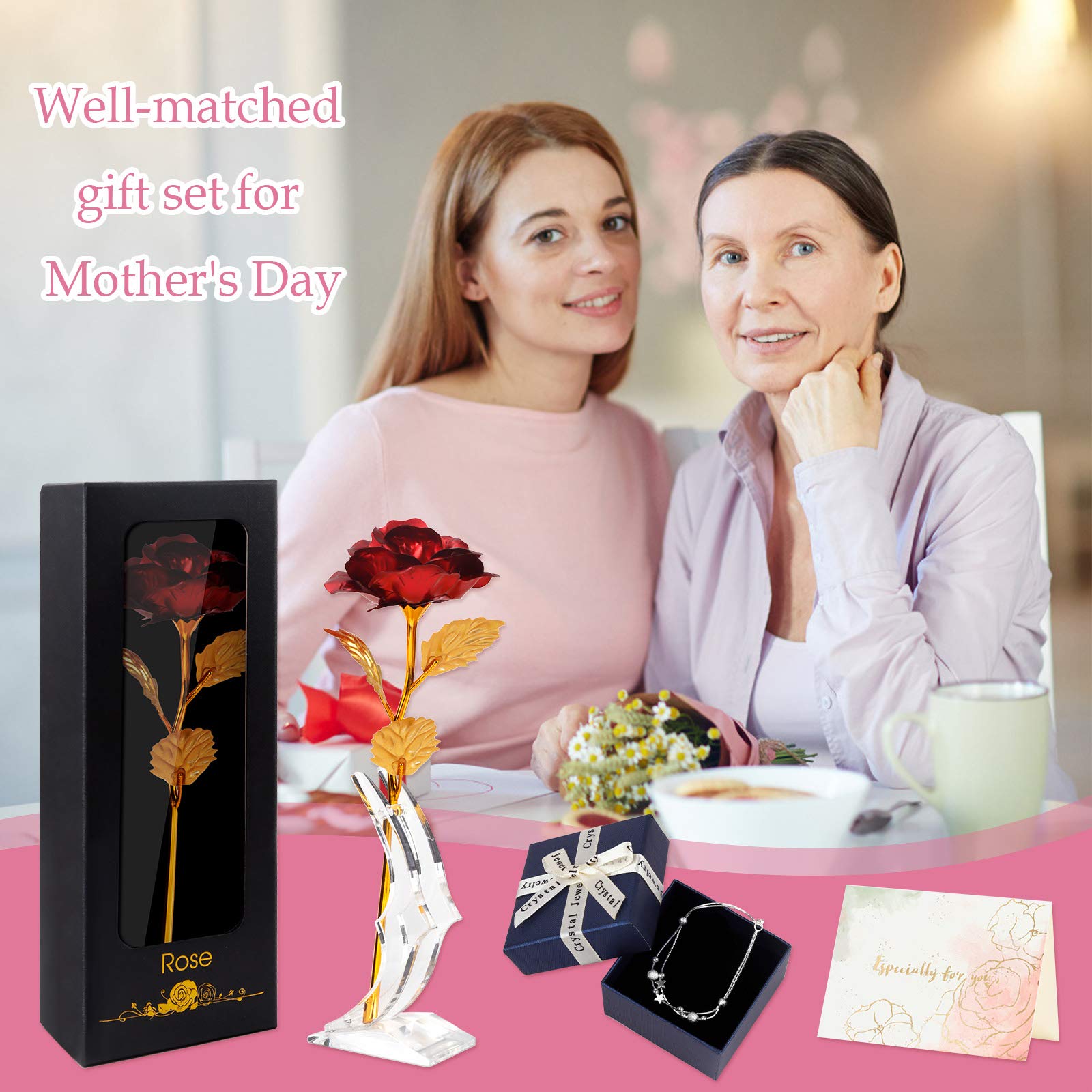 Rosa Eterna Regalo San Valentino per lei, 24K Rose Placcato Oro, Rosa Fiore Idee Regalo Originali per Fidanzata, Rose Regali San Valentino, Festa della Mamma,Anniversario,Compleanno,Matrimonio