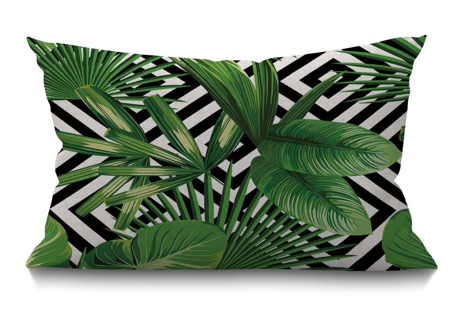 Bgbdeia Multi 152 Tropical Palm Leaves Cushion Cover Summer Exotic Jungle Plant Tropical Palm Leaves Cotton Linen Decorative Rectangular Throw Pillow Cover Pillowcase For Sofa And Bed Couch 12"X20" 30 X 50 Cm