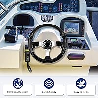 Vista 5 de Adaptador de volante marino de eje de 12.5 pulgadas, 3/4 pulgadas, volante de fibra de carbono antideslizante para barcos, yates, botes pontón, Negro