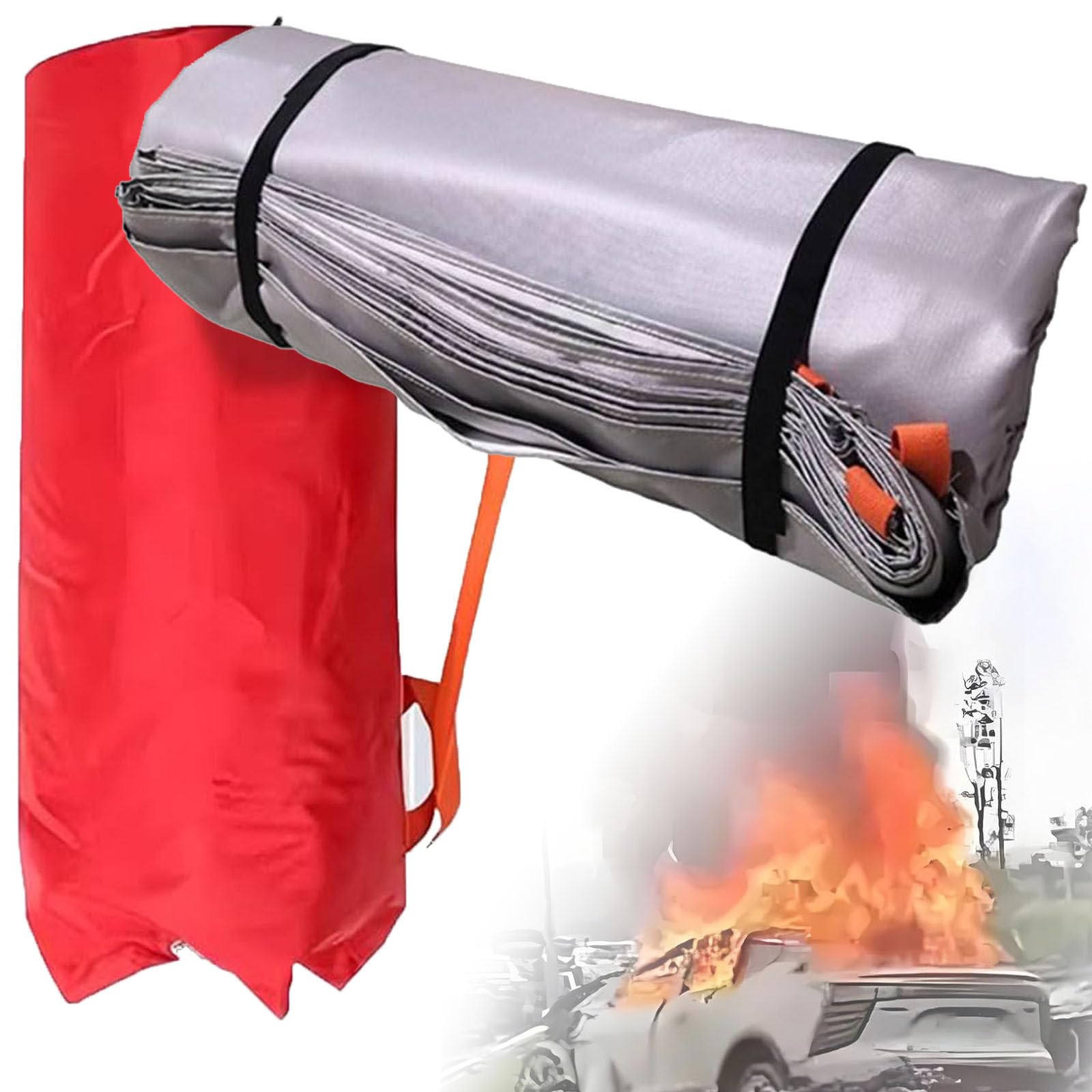 Manta ignífuga de Emergencia para Coches, Manta de protección contra Incendios para vehículos: Revestimiento de Silicona de Doble Cara, Resistente al Calor hasta 1100 °C para vehículos 3x4m
