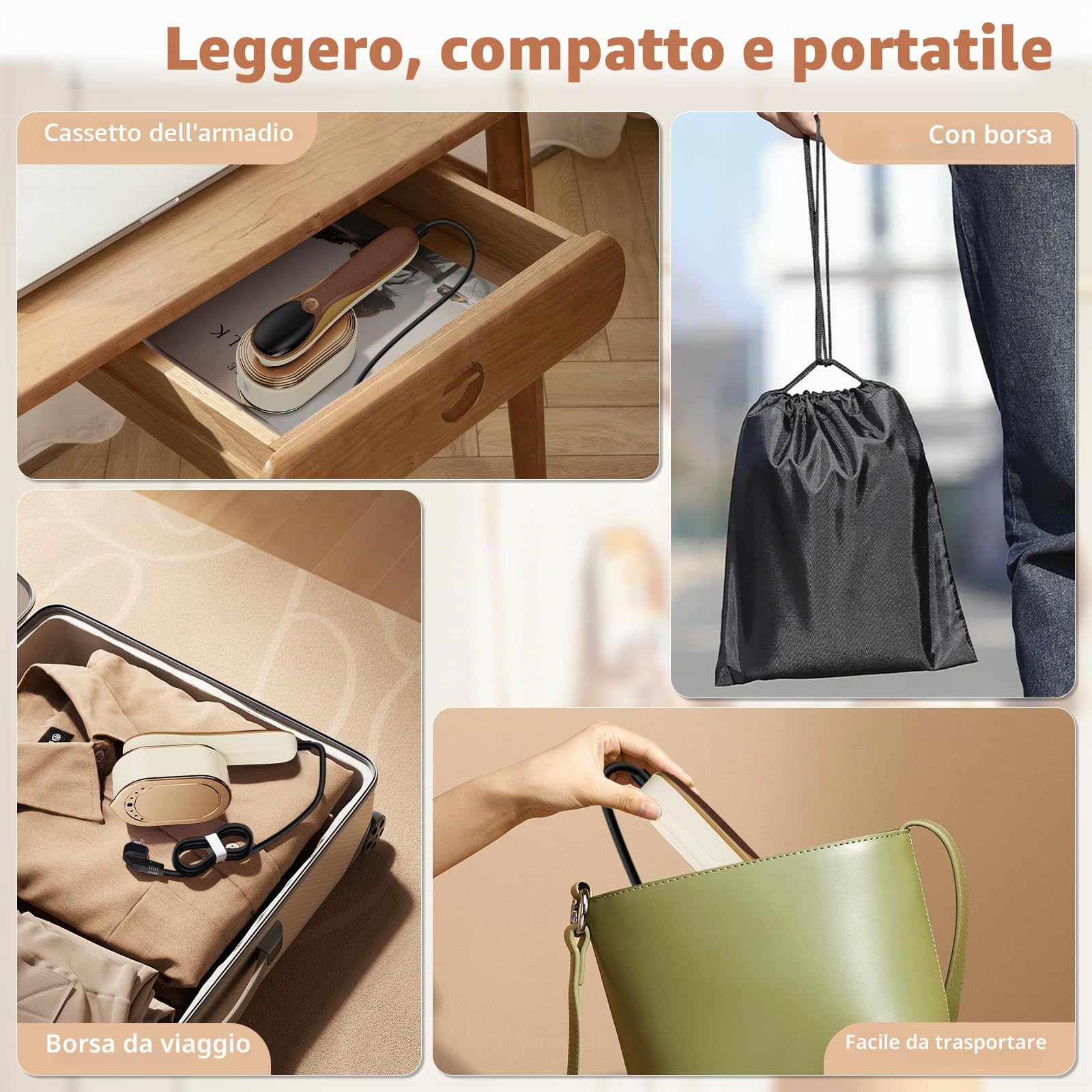 Steamer 1200W Ferro da Stiro Verticale,Mini Ferro da Stiro Girevole,2 in 1 Ferro da Stiro da Viaggio con serbatoio dell'acqua da 110 ml,per Casa,Ufficio e Viaggi,Adatto