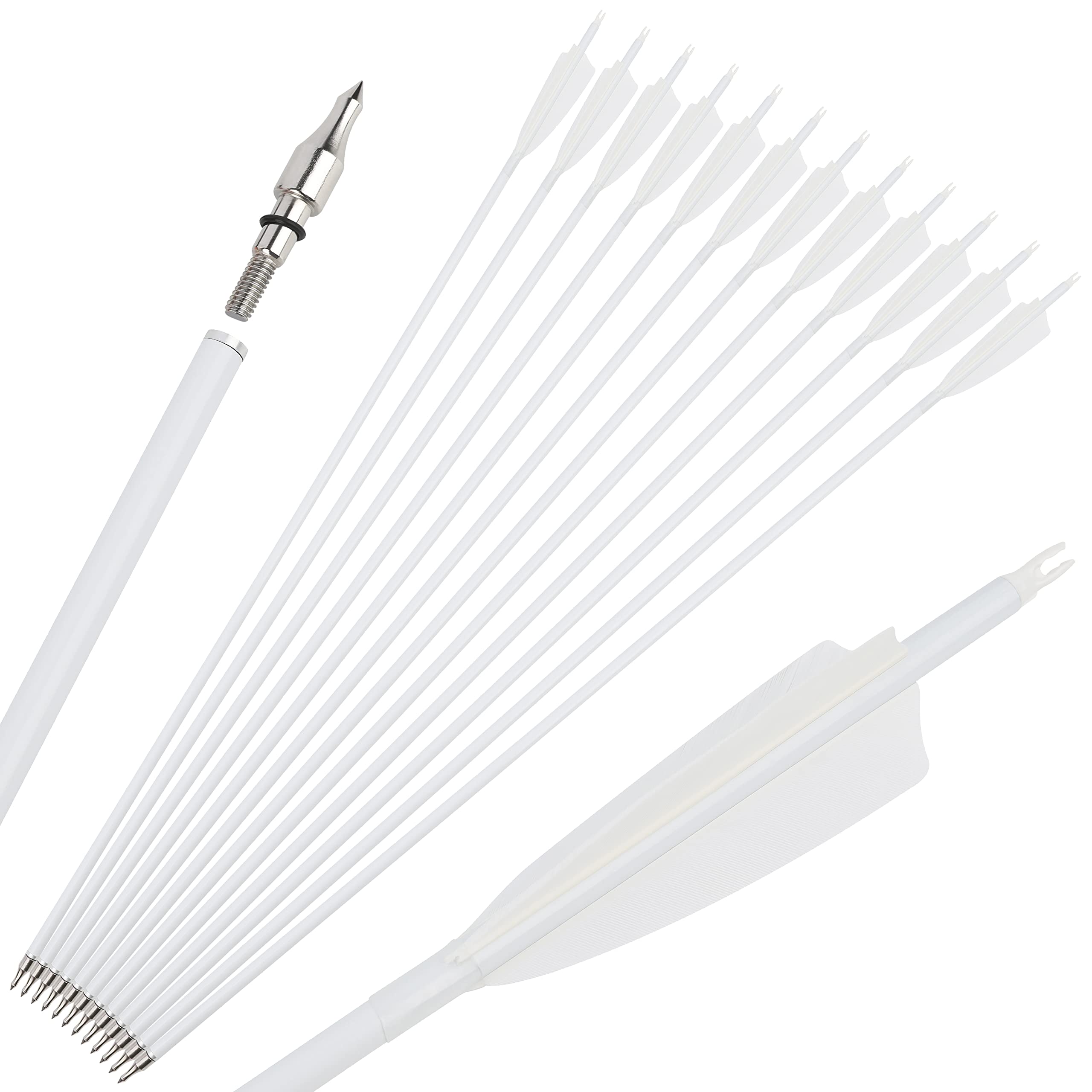 3 Flèches Carbone Démontées 30,5 Pouces, Spine 500, Avec Plumes Dinde, Finition Bois