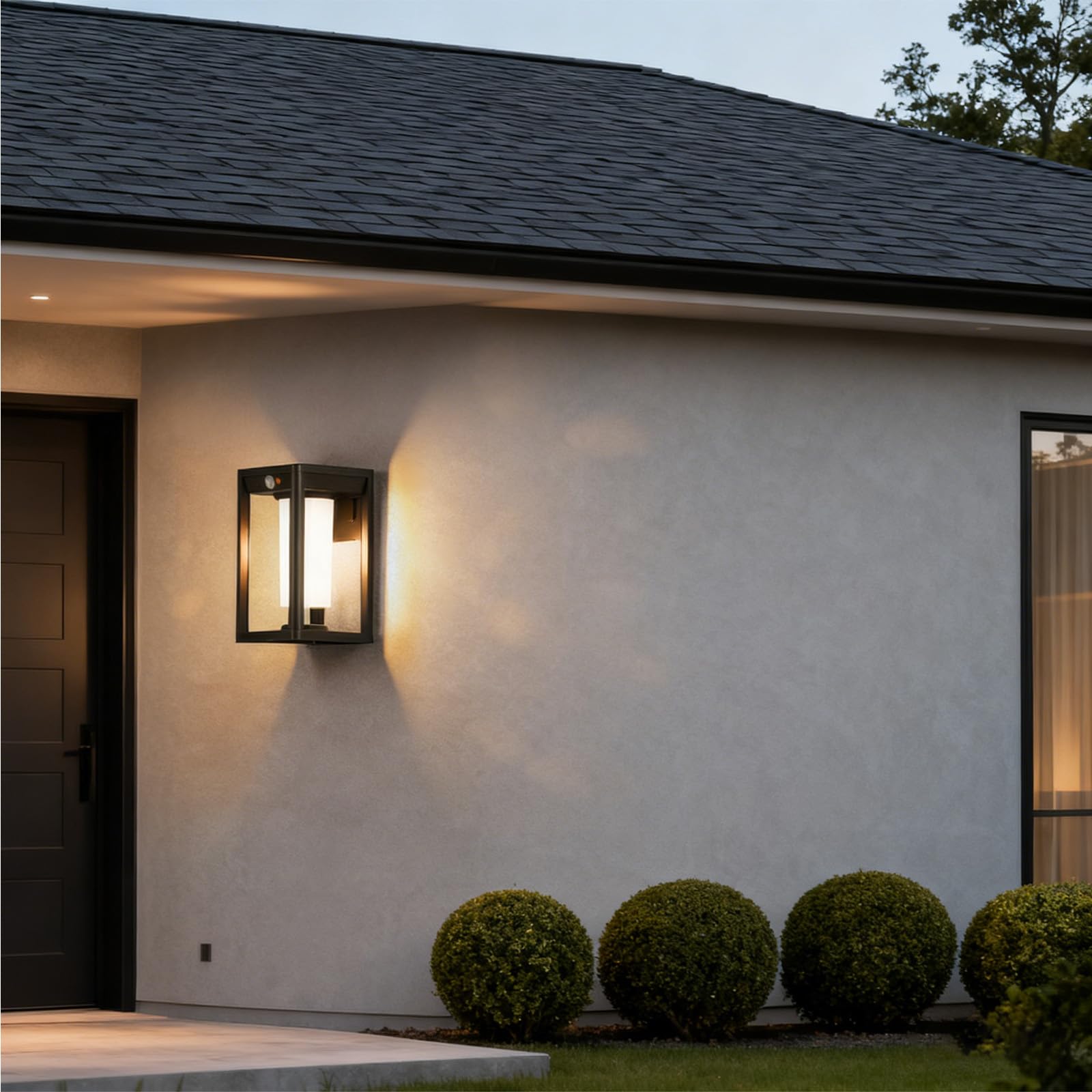 Luces solares LED regulables de pared para exteriores, apliques de seguridad de aluminio impermeable IP65 con sensor de movimiento, 3 modos para puerta delantera, jardín, garaje