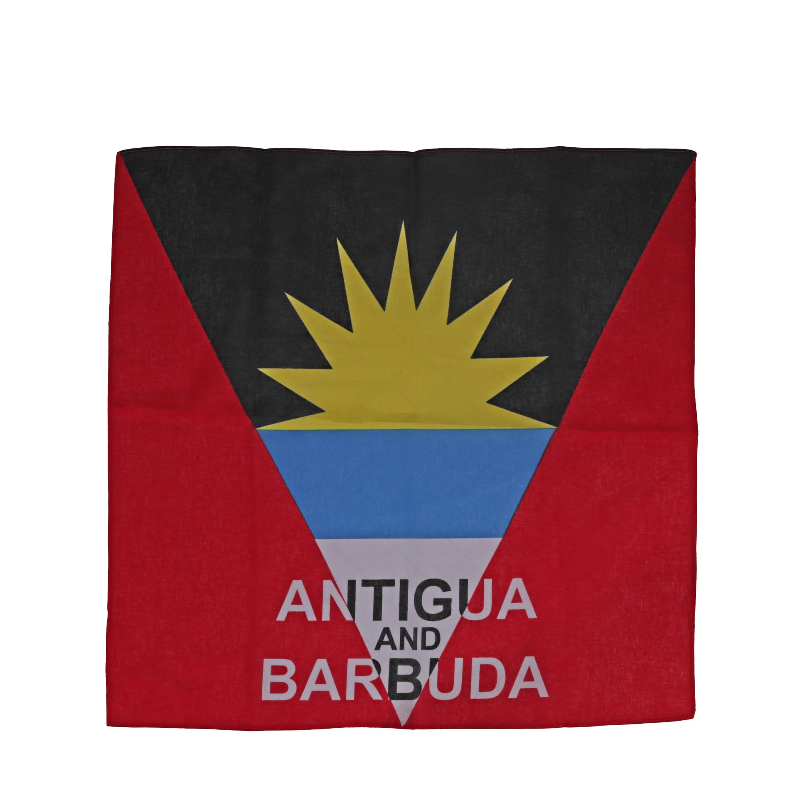 Motique Accessories Large Cotton Bandanas - Puerto Rican Flag- Black and White, Antigua and Barbuda, One Size