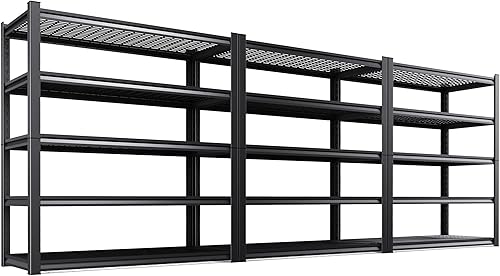 Miniatura 31 de Estantería de garaje de 71 pulgadas de alto, estantes de almacenamiento de 5 niveles, metal resistente, estante ajustable de acero para almacén,