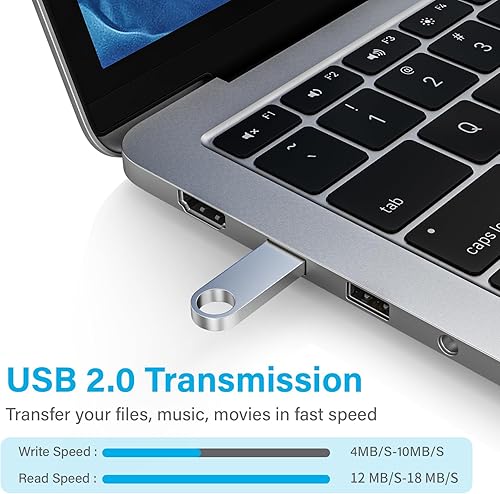 Miniatura 3 de ABLAZE Unidad flash de 32 GB, paquete de 10 unidades de pulgar USB 2.0 de metal con llaveros USB sticks Pendrives (plateado)